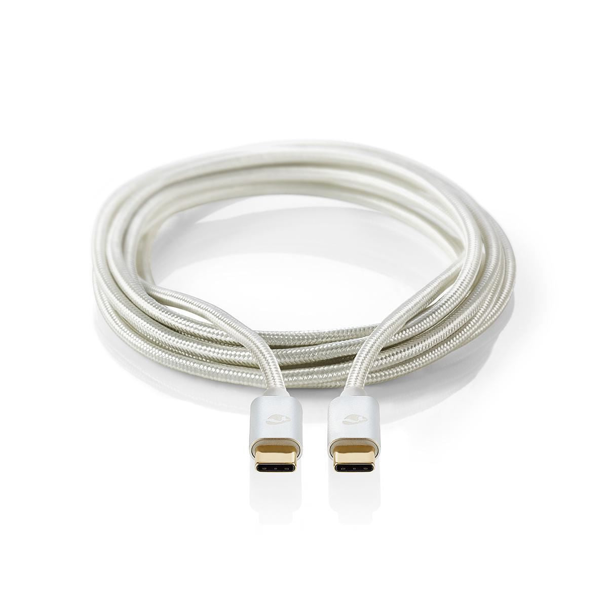 Nedis USB Cable USB 2.0 USB Type-C Male USB Type-C Male 480 Mbps 100W 2m Silver - CCTB60800AL20