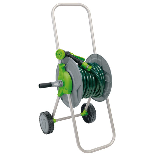 Draper 15m Garden Water Hose,Spray Gun,Tap Connector & Wheeled Trolley Kit,01024