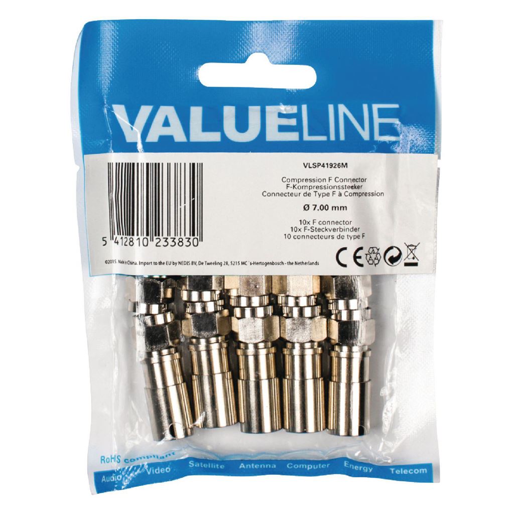 Glaxio Compression F connector DIA 7.00mm metal 10 pcs