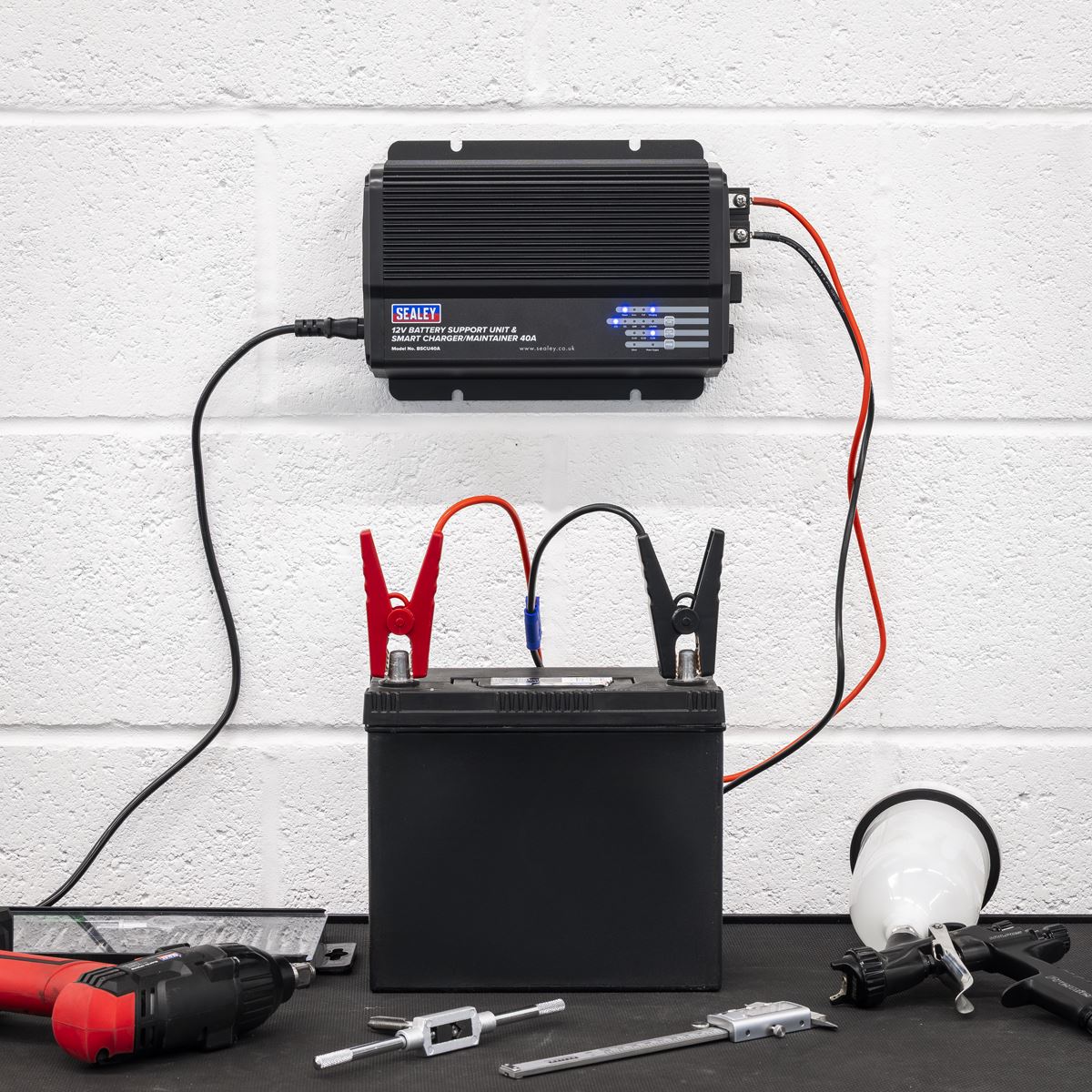 Sealey 12V Battery Support Unit & Smart Charger/Maintainer 40A BSCU40A