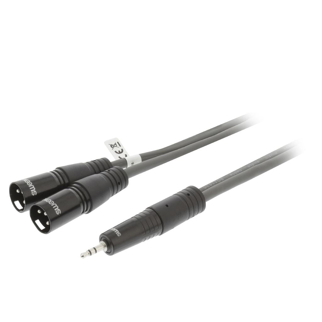 Sweex XLR Stereo Cable 2x XLR 3-Pin Male to 3.5mm Male 1.5m Dark Grey - COTH15310GY15