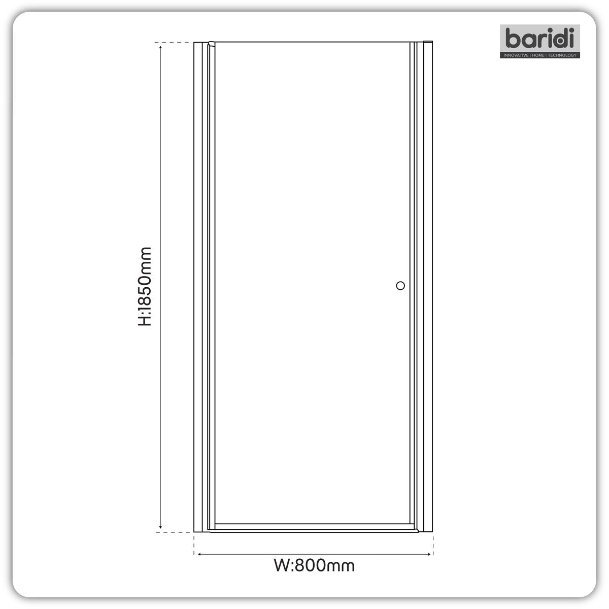 Baridi Pivot Shower Door 800 x 1850mm, 6mm Tempered Glass, Reversible - Black
