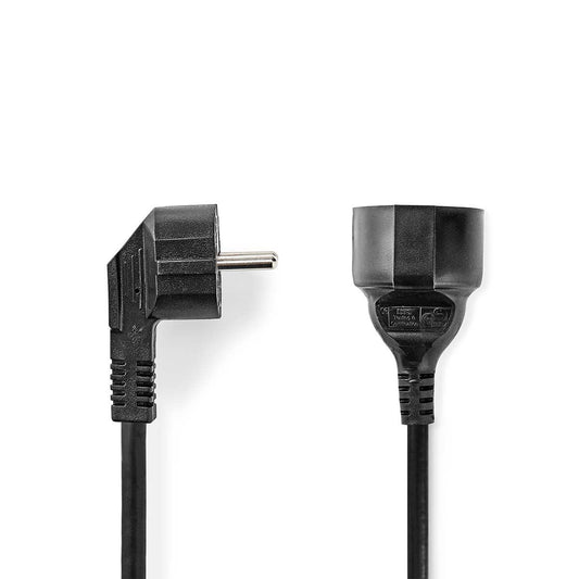 Nedis EU Power Cable Plug with earth contact Male to Female Angled Straight 2m