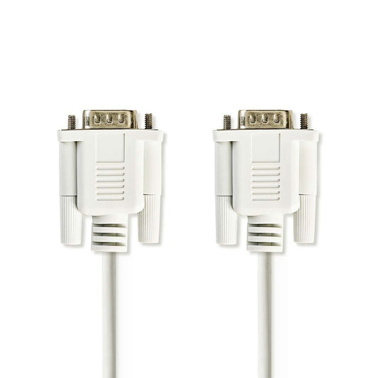 Nedis Serial Cable D-SUB 9-Pin Male to Male Nickel Plated 2m Round PVC Ivory