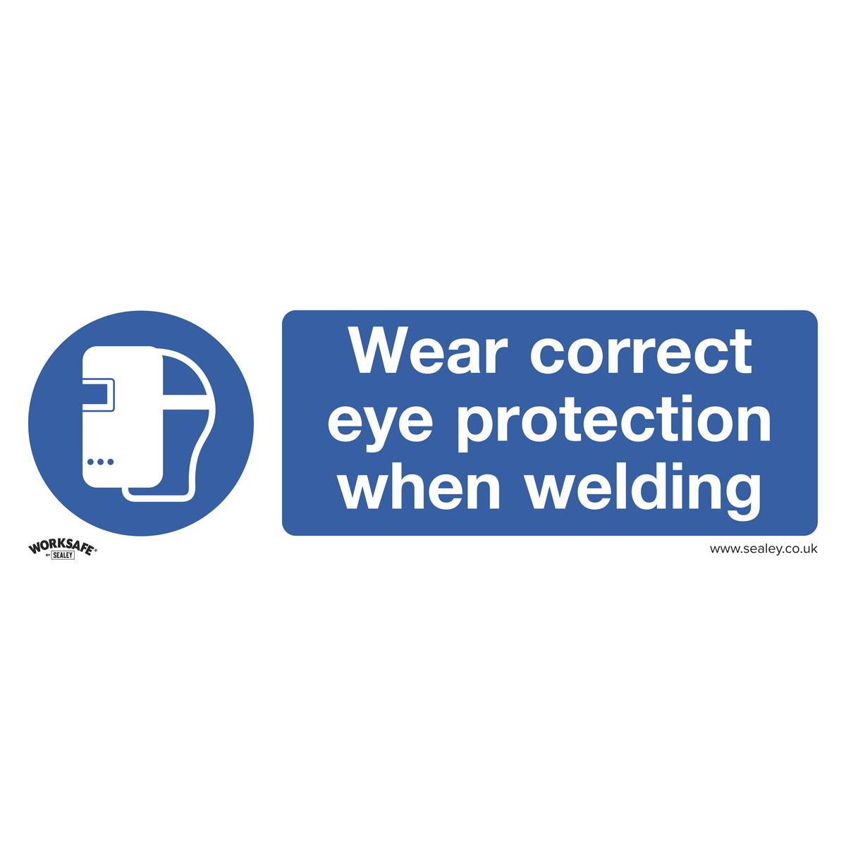 Mandatory Safety Sign  Wear Eye Protection When Welding Rigid Plastic  X10 - SS54P10