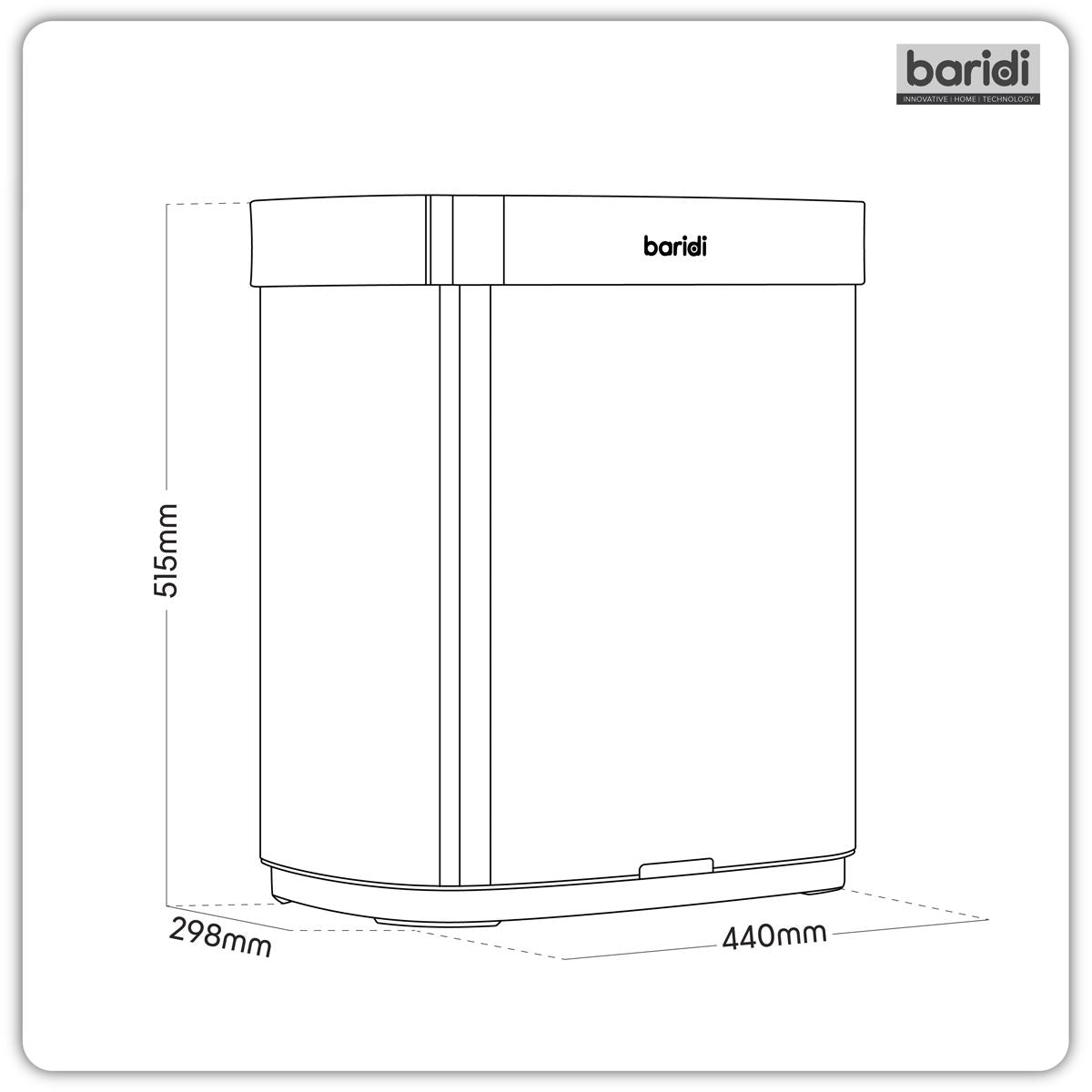Baridi Sensor Bin 50L - Black/Stainless Steel DH281