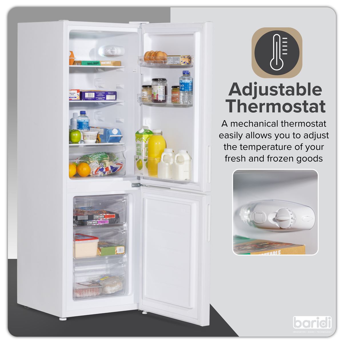 Baridi 70/30 Low Frost Fridge Freezer 157L Capacity - White DH252