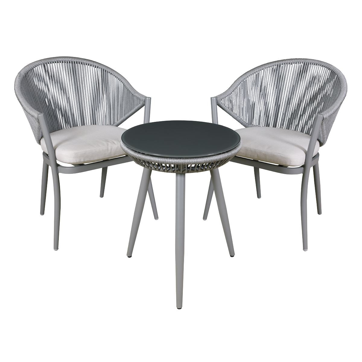 Dellonda Echo 3 Piece Aluminium Balcony Set with Tempered Glass Top - DG58 DG58