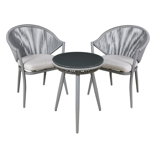 Dellonda Echo 3 Piece Aluminium Balcony Set with Tempered Glass Top - DG58 DG58