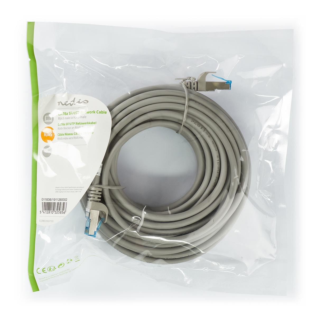 Nedis CAT6a SF/UTP Network Cable RJ45 Male to RJ45 Male 10m Grey