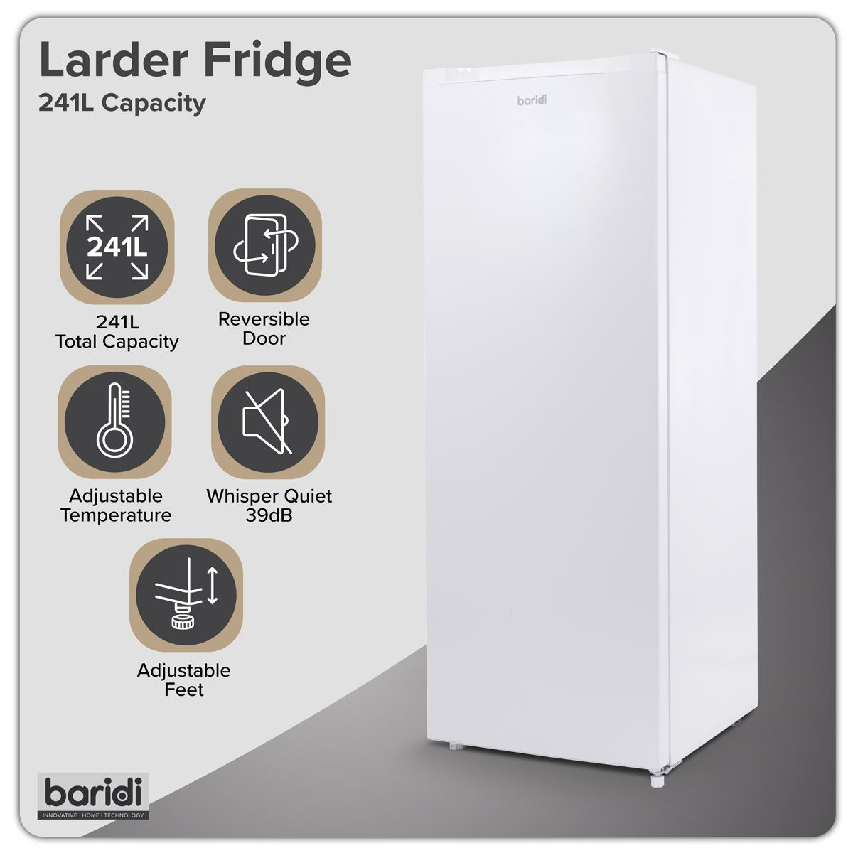 Baridi Freestanding Larder Fridge 241L � White DH322