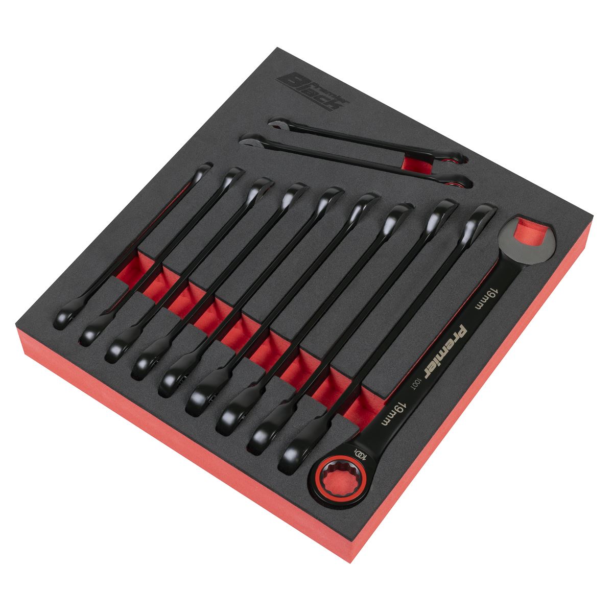 Sealey Premier Black Combination Ratchet Spanner Set 12pc AK63940B