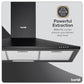 Baridi Cooker Hood, Chimney Style with Carbon Filters 90cm - Black DH59