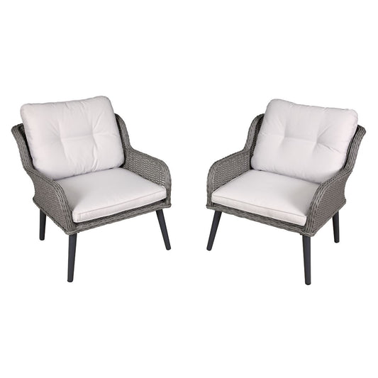 Sealey Dellonda Buxton Rattan Wicker Outdoor Lounge Chairs with Cushion, Grey DG79
