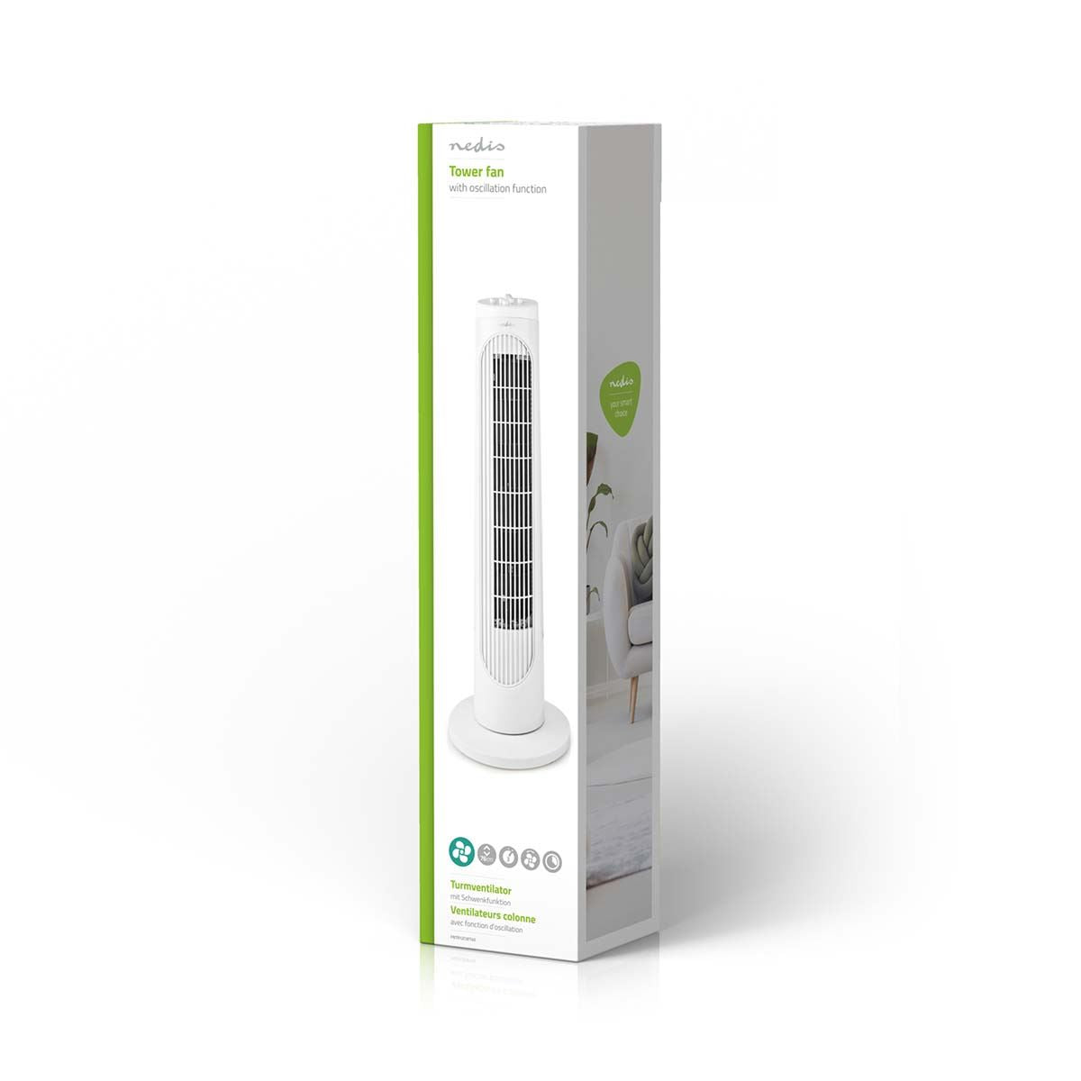 Nedis Tower Fan Height 76 cm 3-Speed Oscillation 50W White