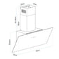 Baridi Angled Chimney Cooker Hood with Touch Controls & Carbon Filters 60cm