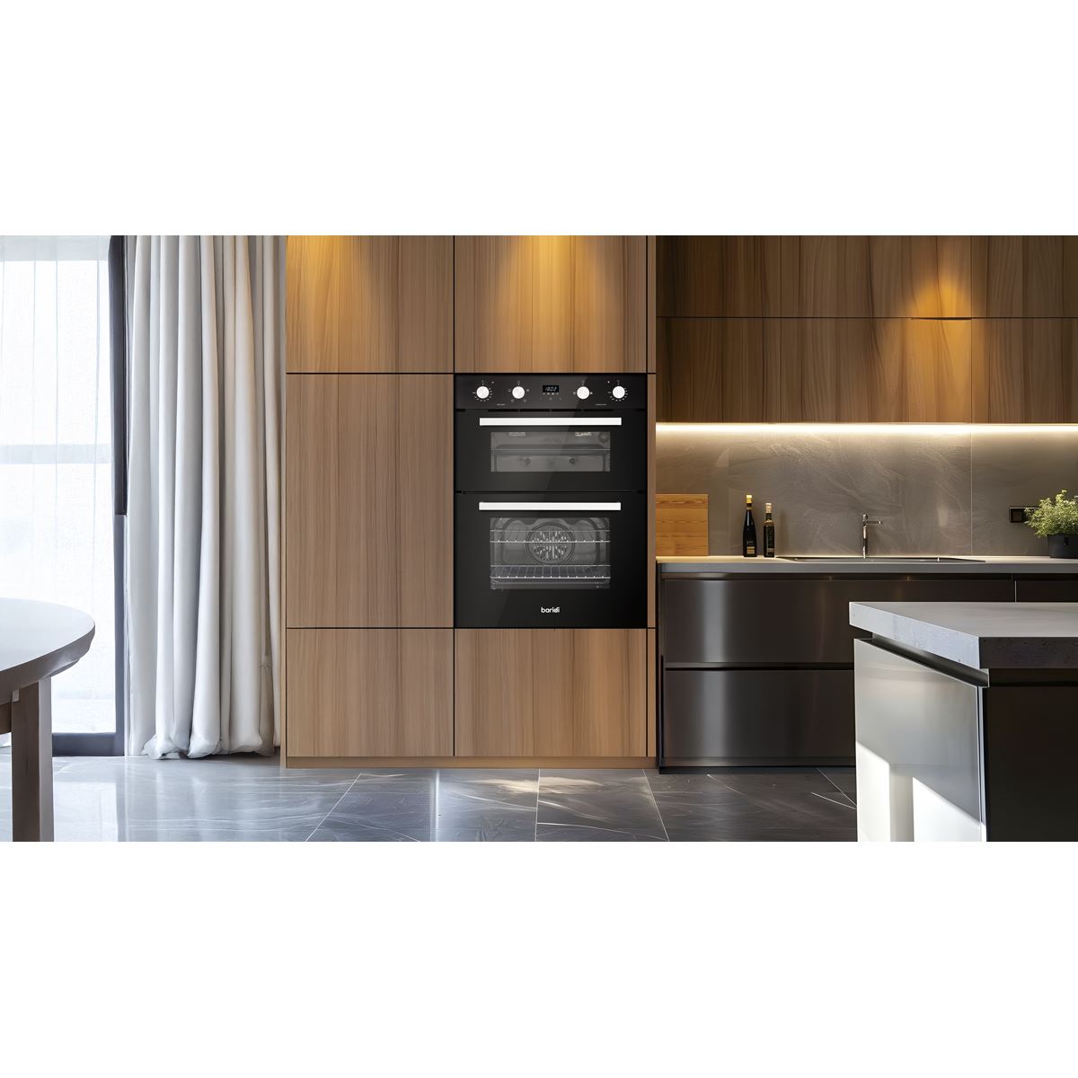 Baridi 72cm Built-Under Double Oven, 74L Capacity, Energy Rating A - Black DH278