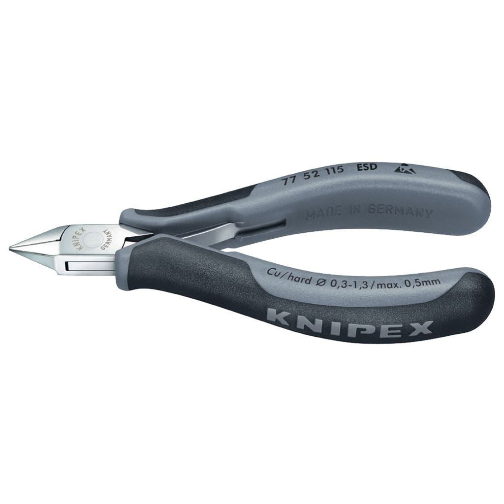 Knipex 77 52 115 ESD Electronic Diagonal Cutters/Snips  4,53" Pointed-Flat Head - KP-7752115ESD