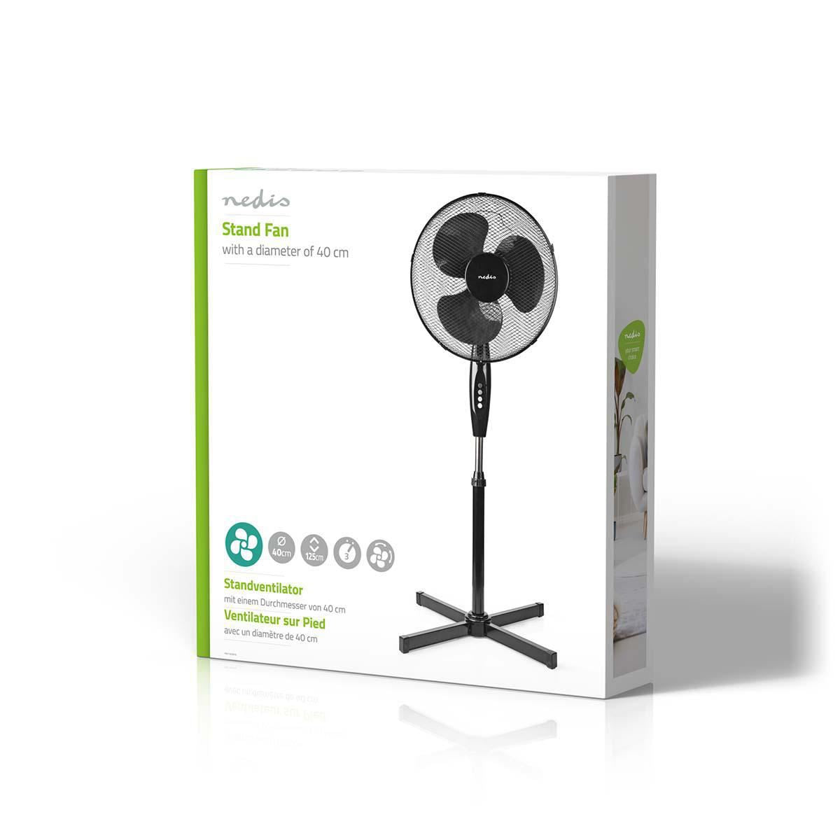 Nedis Stand Fan Diameter 40 cm 3-Speed Oscillation 45W Adjustable height Black