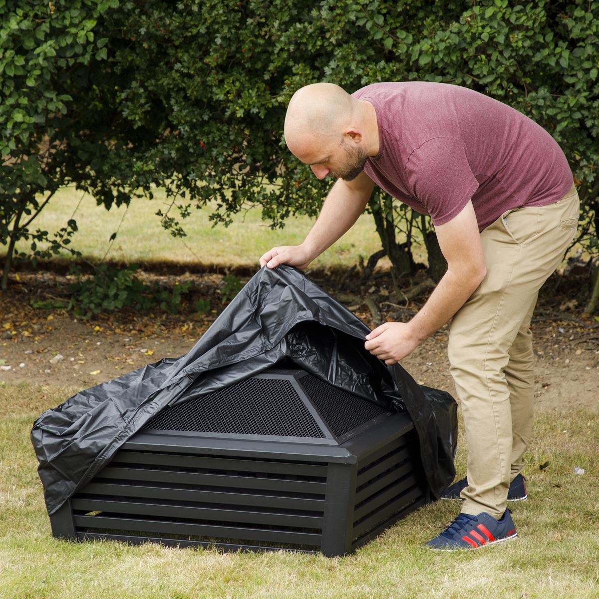 Dellonda Fire Pit, Fireplace, Outdoor Patio Heater PVC Cover, Water Resistant, Heavy Duty DG119