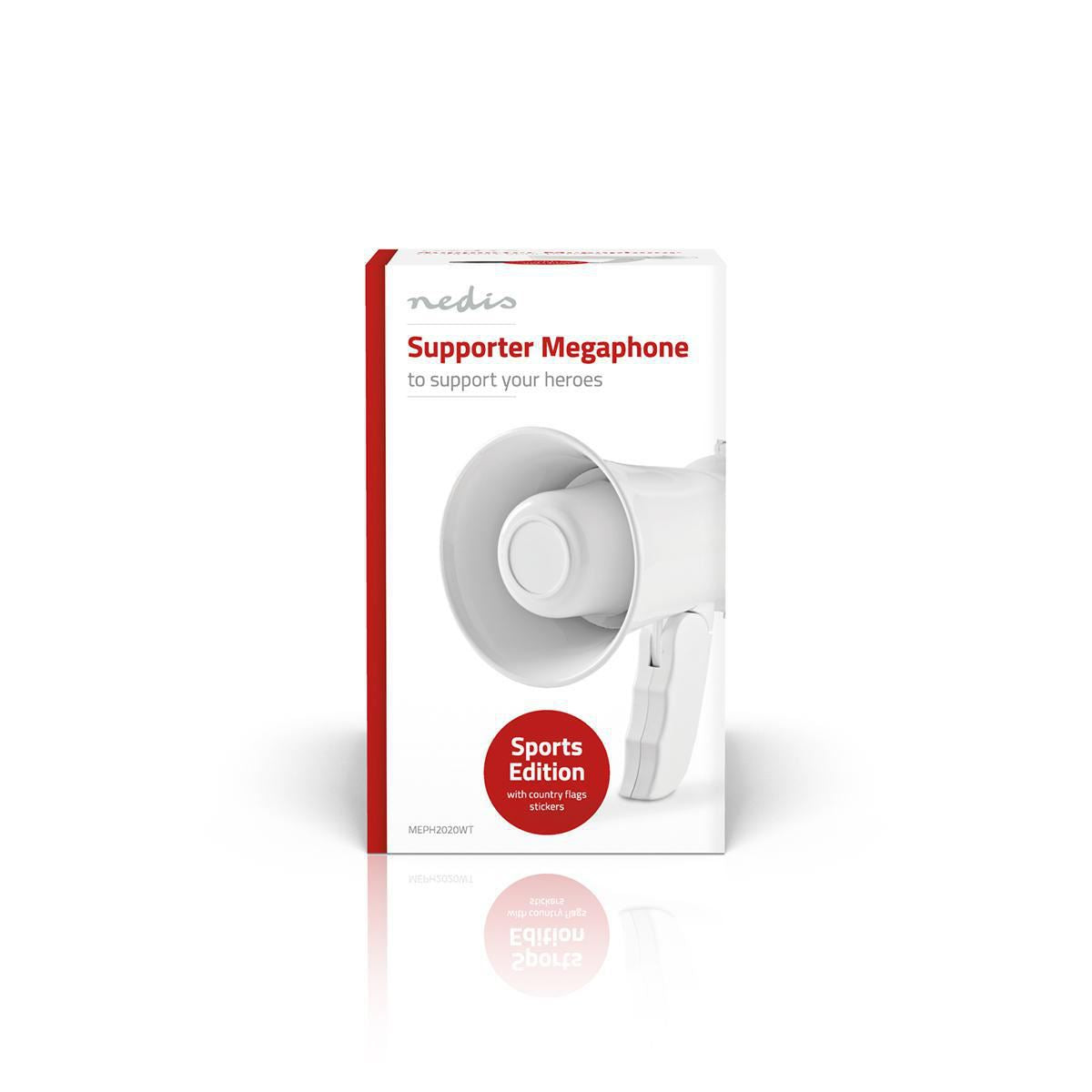 Nedis Supporter Megaphone 100dB 100m Range Country Stickers White