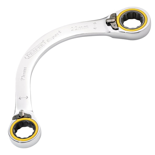 Draper Expert HI-TORQ Double Ring Ratchet Half Moon Spanner, 19 x 22mm