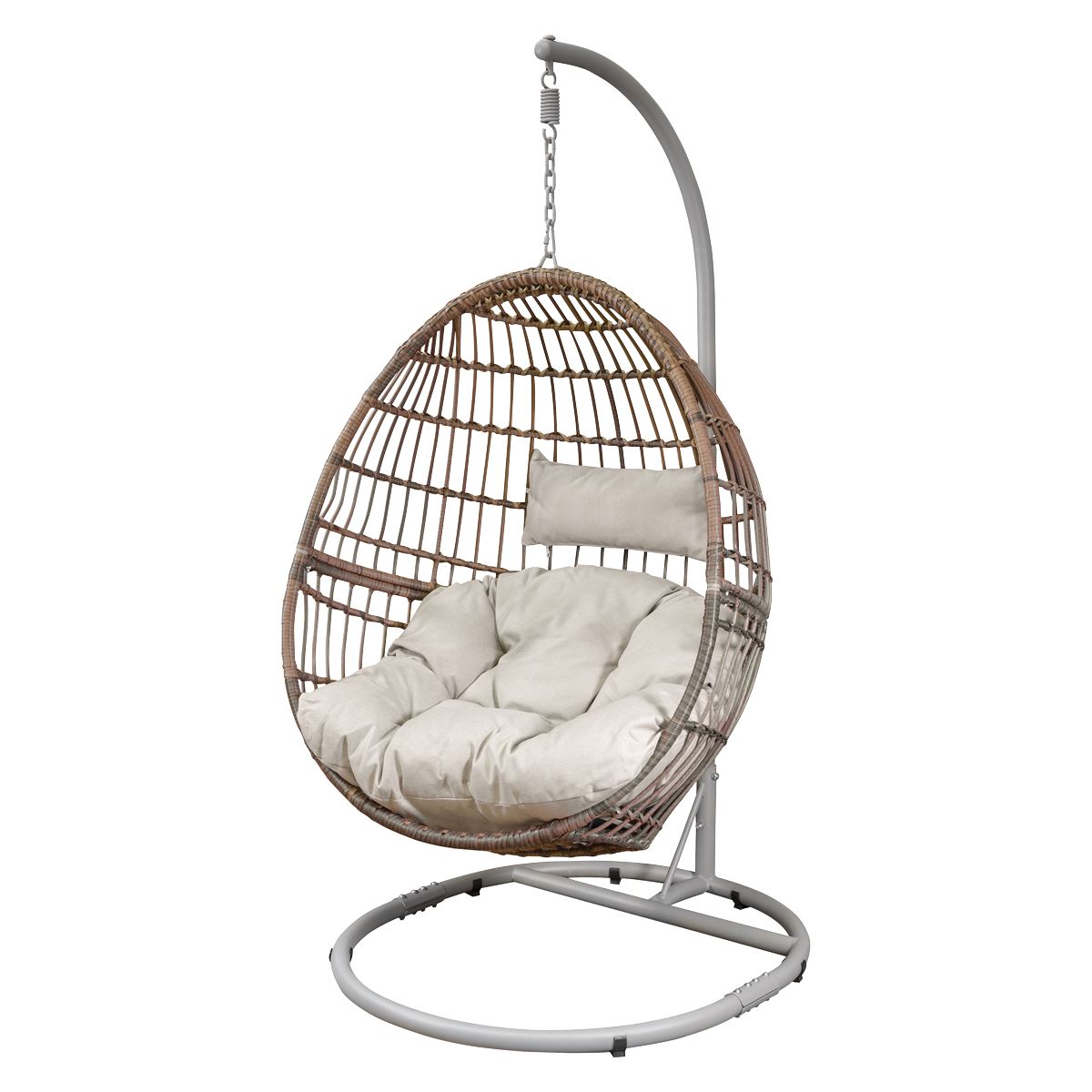 Sealey Dellonda Egg Hanging Swing Chair, Wicker Rattan Basket, Steel Frame, Single DG60