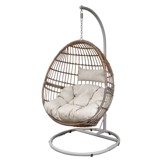 Sealey Dellonda Egg Hanging Swing Chair, Wicker Rattan Basket, Steel Frame, Single DG60