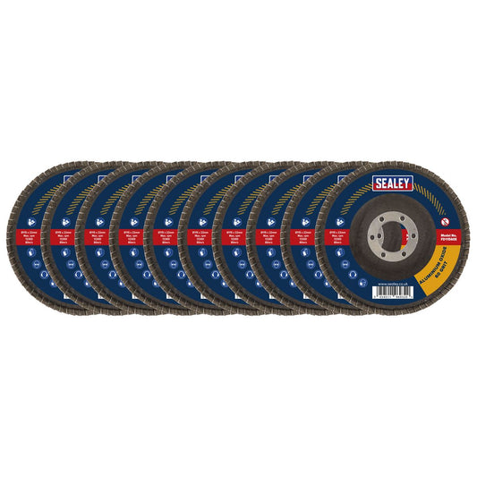 Sealey Assorted Grit Flap Disc Alum. Oxide 115mm 22mm Bore -Pk 10 FD115EMIX