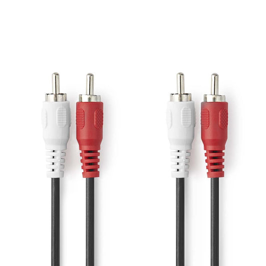 Nedis Stereo Audio Cable 2x RCA Male 2x RCA Male Nickel Plated 3m Round Label