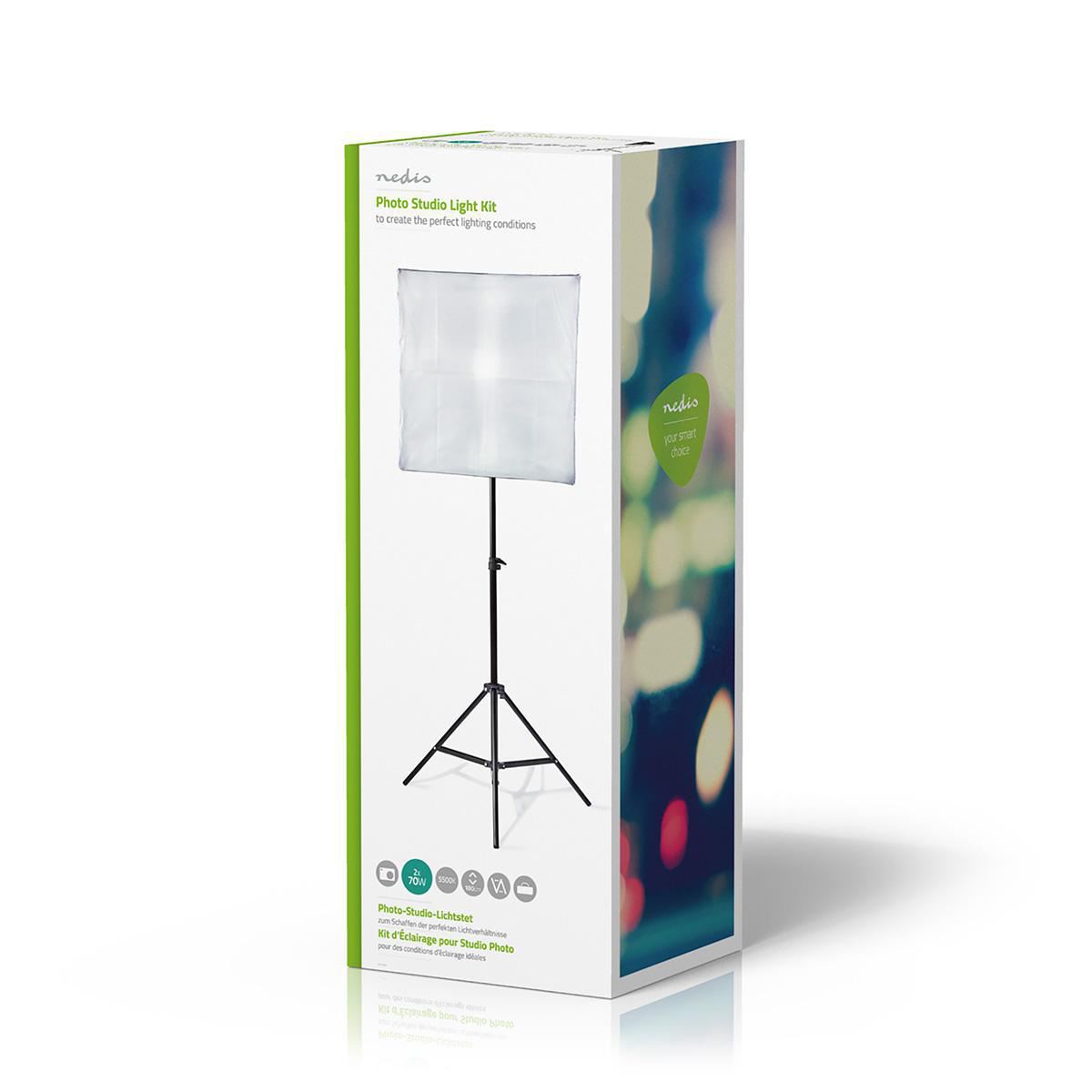 Nedis Photo Studio Light Kit 2x 70W 5500K 180cm height Foldable SLKT10BK