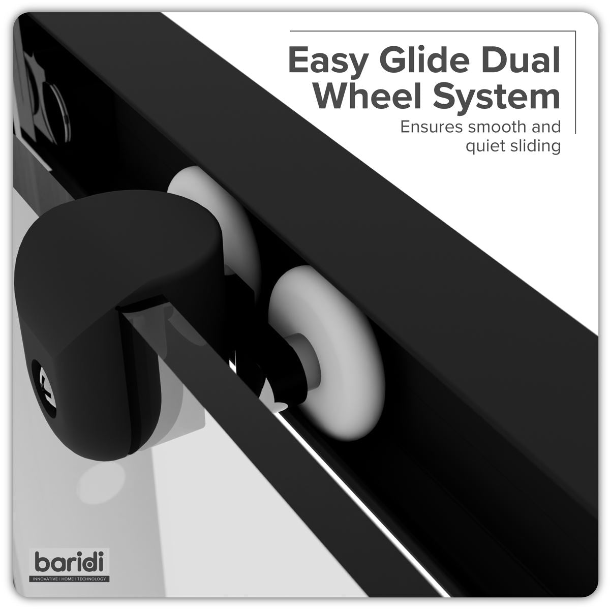 Baridi Sliding Shower Door 1000 x 1850mm, 6mm Tempered Glass, Reversible - Black