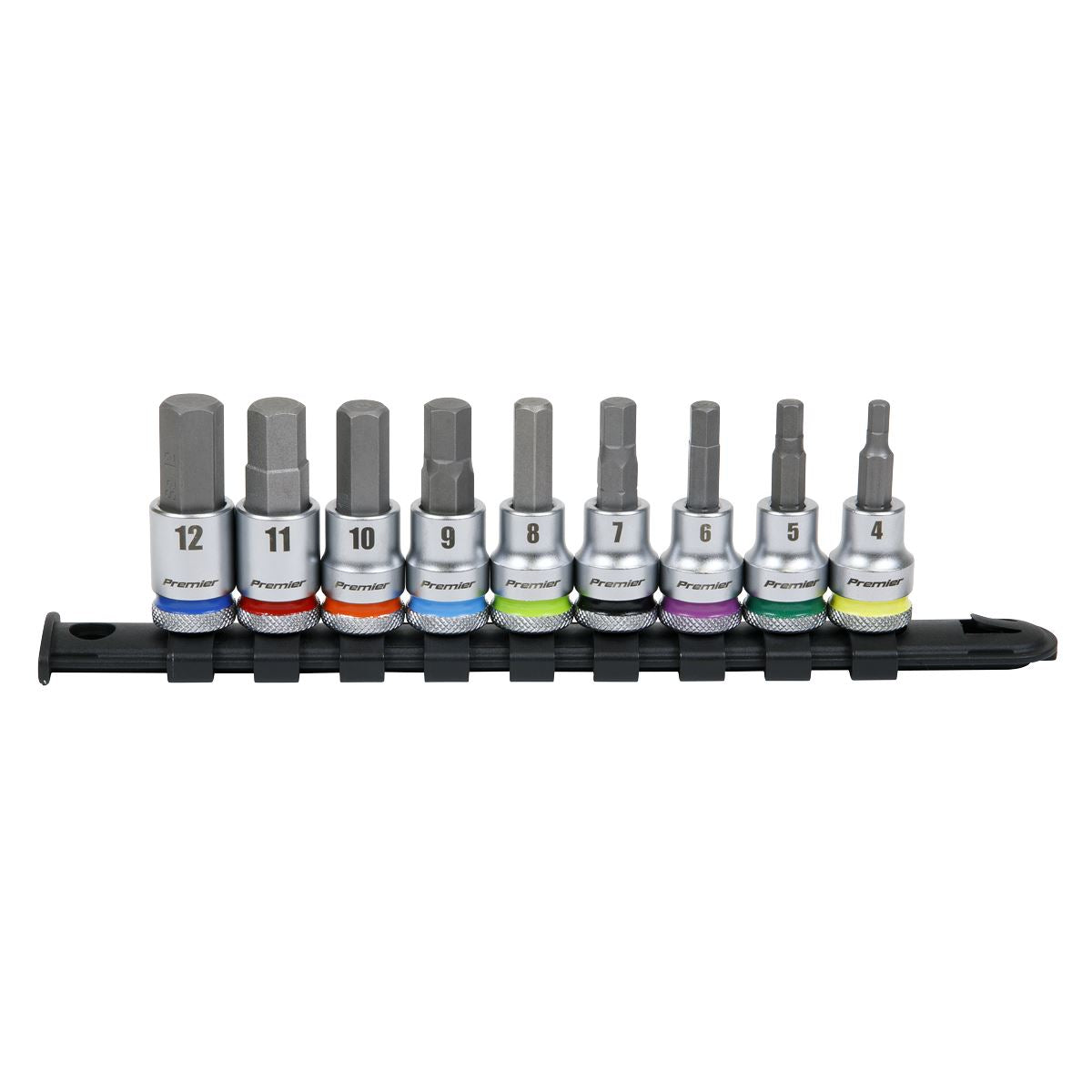 Sealey Hex Socket Bit Set 9pc 3/8"Sq Drive  - Platinum AK6250