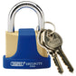 Draper 1x 42mm Solid Brass Padlock & 2 Keys with Hardened Steel Shackle & Bumper - 64165