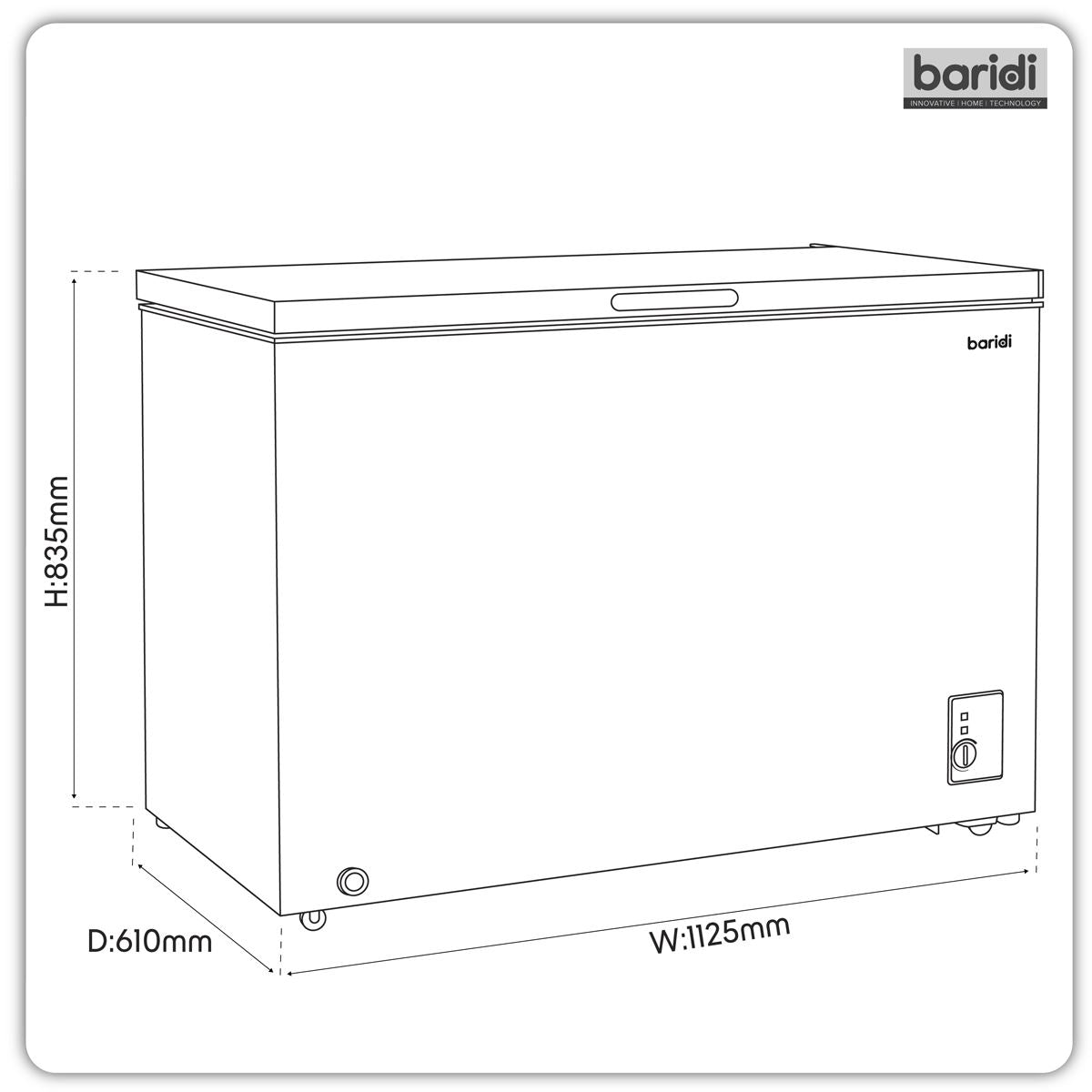 Baridi Freestanding Chest Freezer 299L Capacity - White DH260