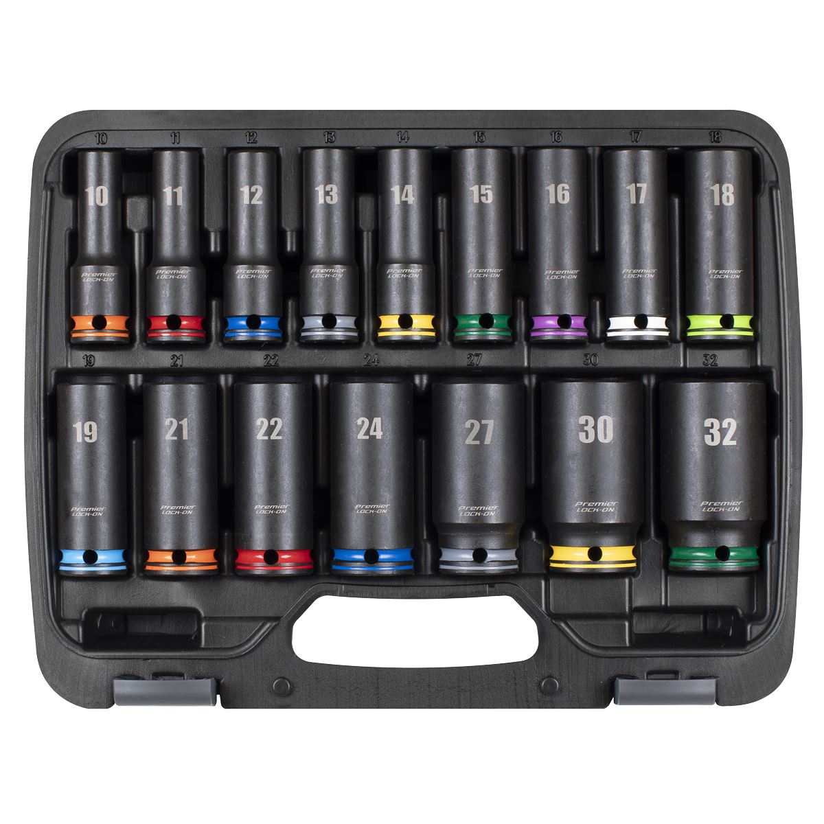Sealey Premier Lock-On Deep Impact Socket Set 1/2"Sq Drive 16pc AK58170M