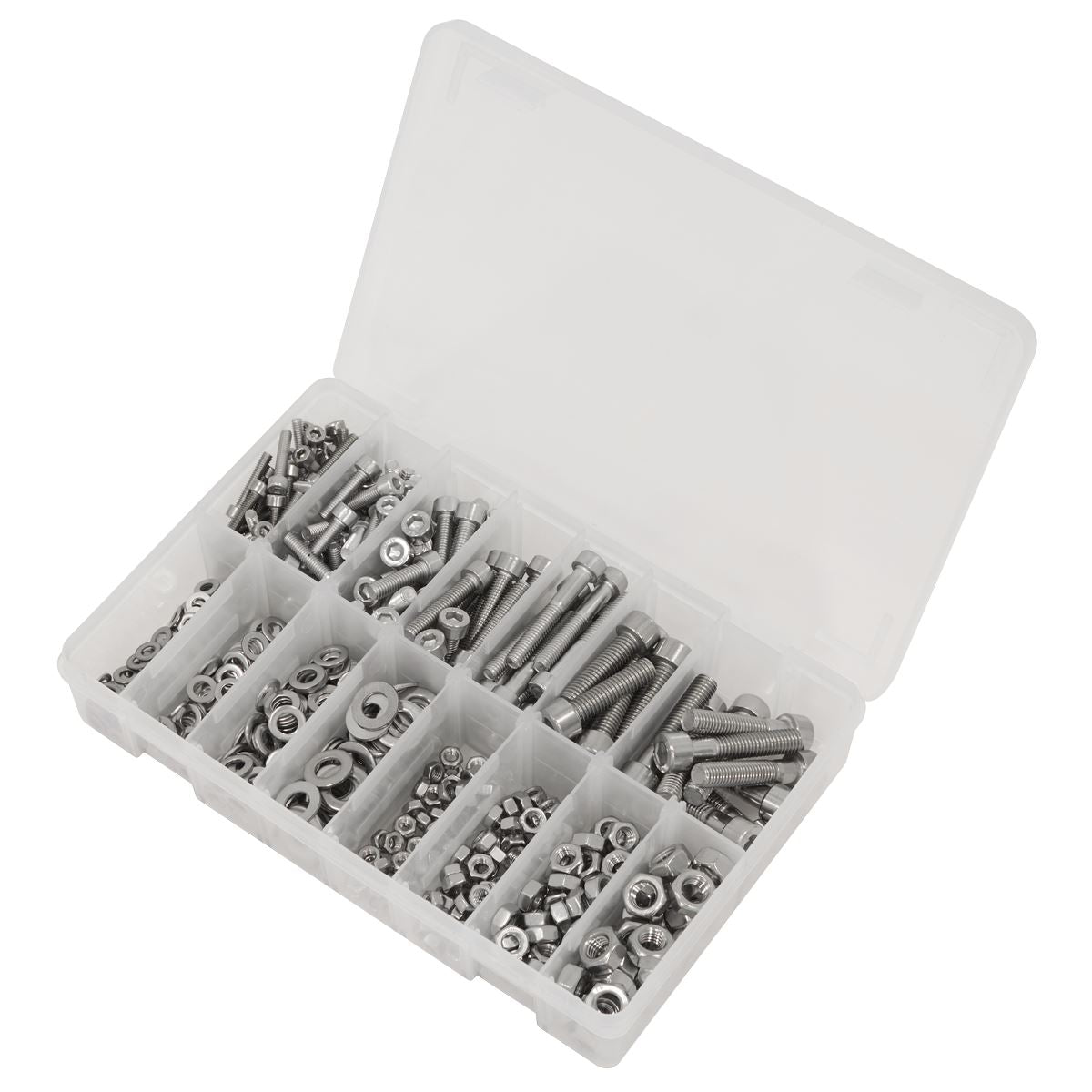 Sealey Stainless Steel Hex Socket Bolt, Washer & Nut Assortment 710pcs AB0710SS