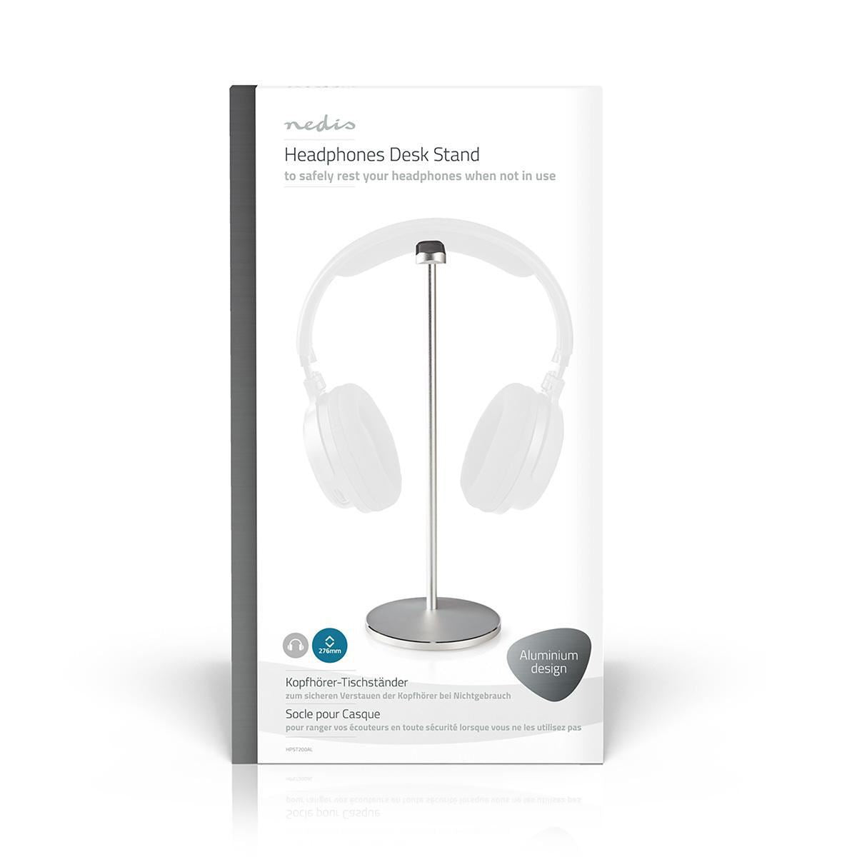 Nedis Headphones Stand Aluminium Design 98 x 276mm Silver HPST200AL