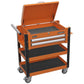 Sealey HD Mobile Tool & Parts Trolley 2 Drawer & Locking Top Orange AP760MO
