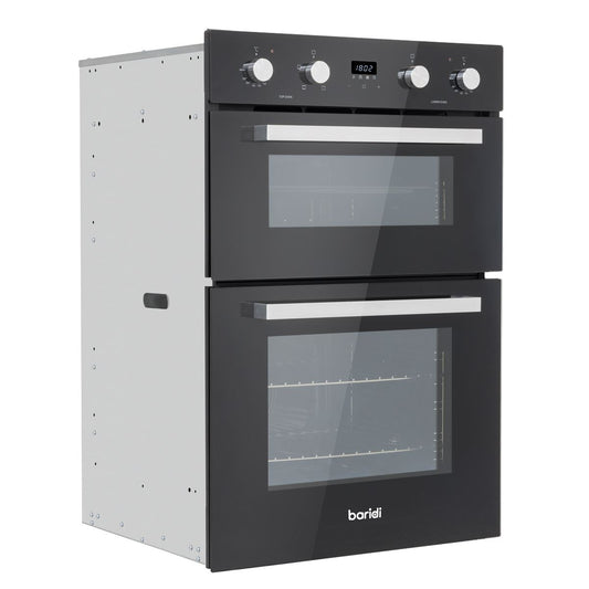 Baridi 90cm Built-In Double Oven, 88L Capacity, Energy Rating A - Black DH279