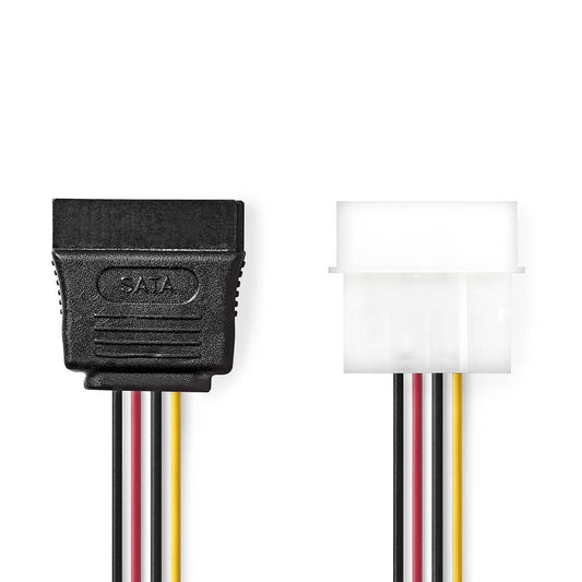 Internal Power cable Molex Male SATA 15-Pin Female Gold Plated 0.15m