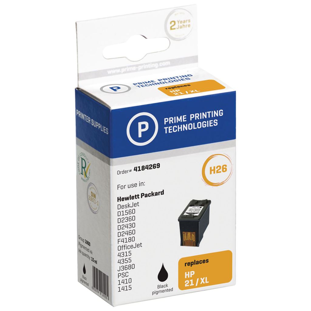 Prime Printing Technologies Cartridge 4184269 Replaces HP C9351CE Black 15 ml