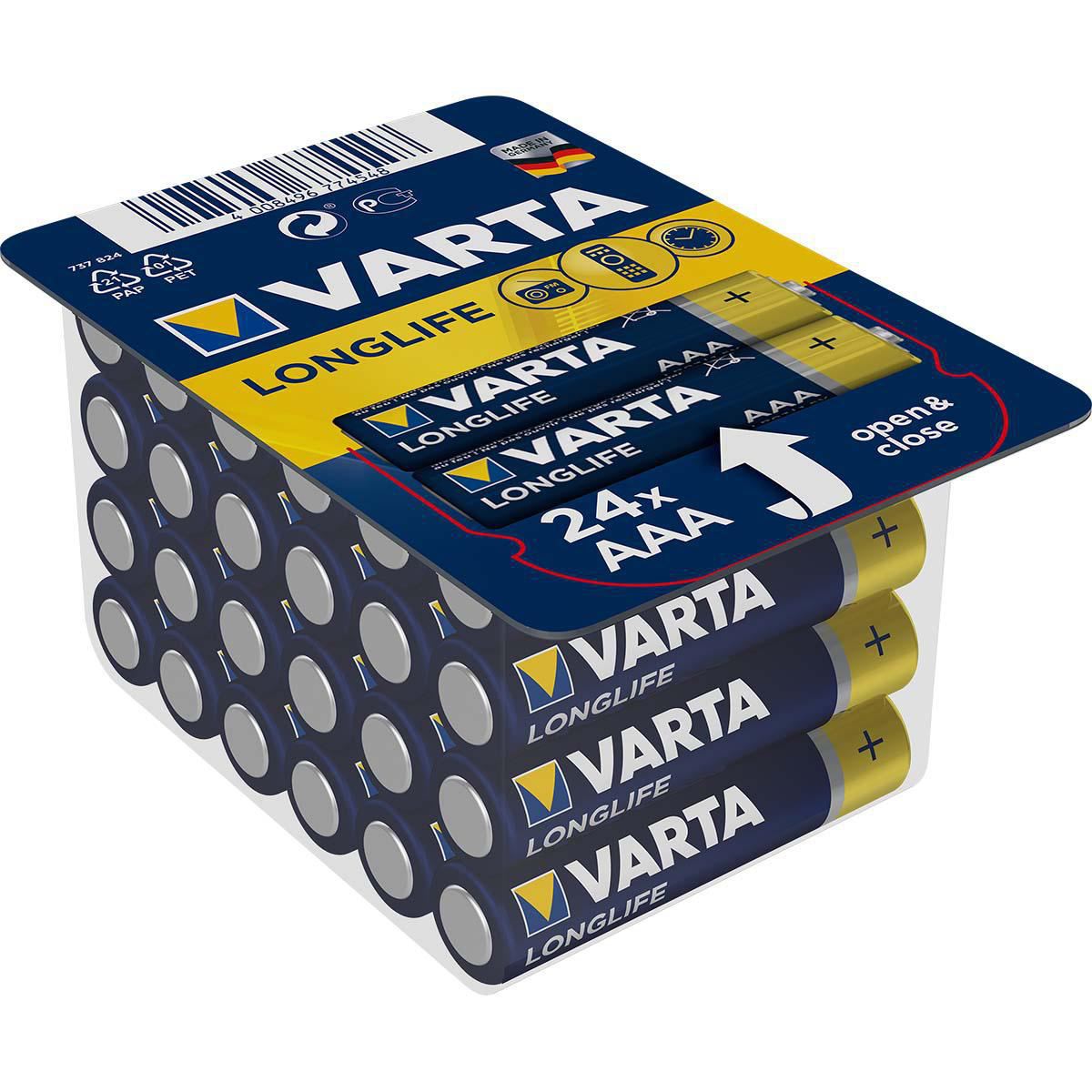 24x Varta Longlife AAA Batteries (24 pcs) Akaline - VARTA-4103