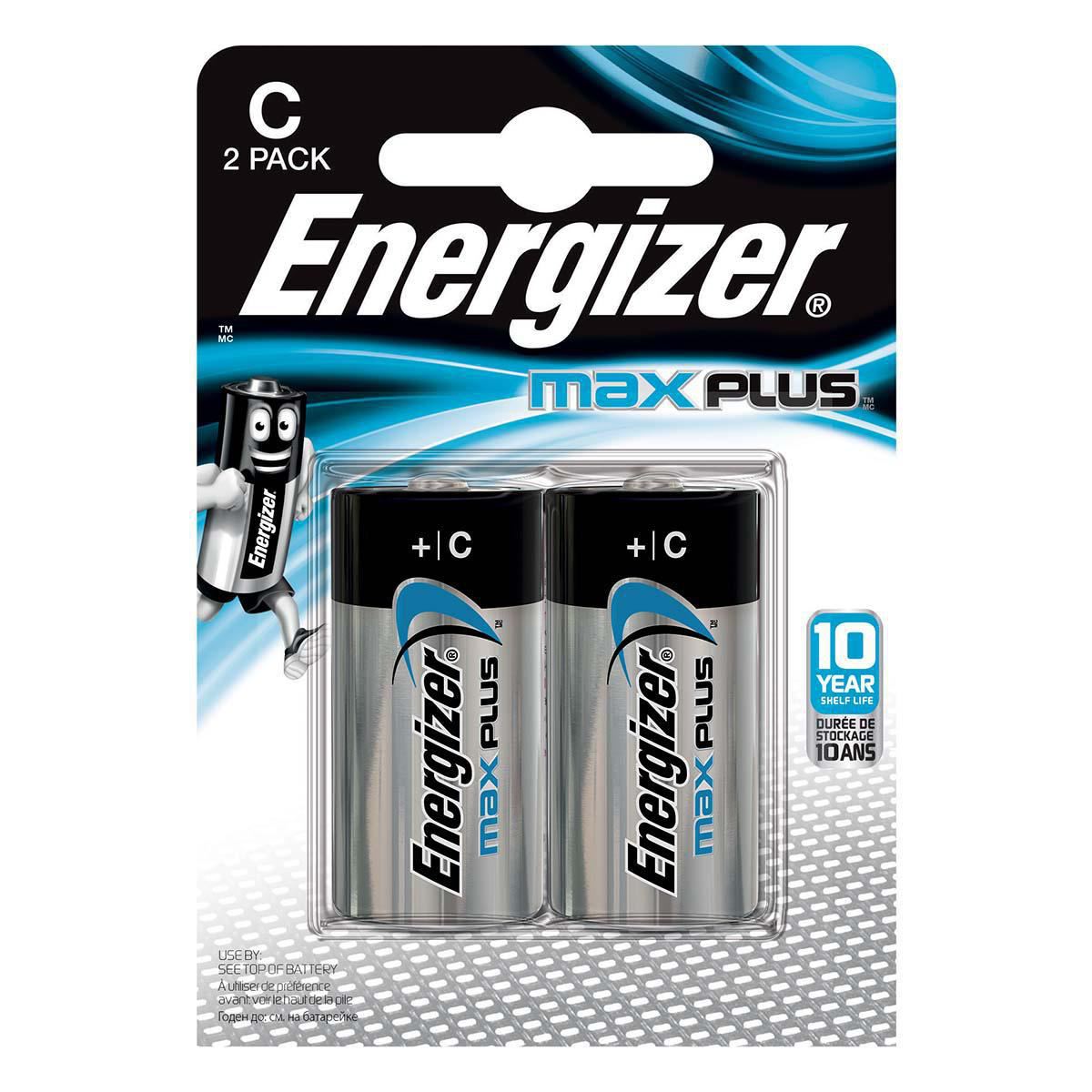 Energizer Max Plus 2x C Cell Type Alkaline Batteries C 1.5V - EN-53542333400