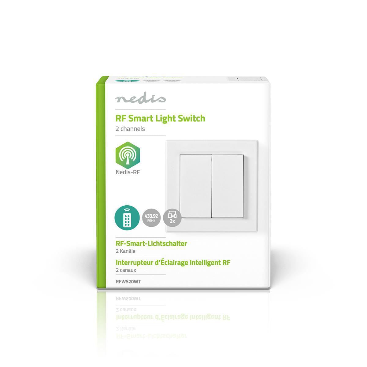 Nedis RF Double Wall Switch Single 433.92 MHz - Control one or multiple lights - RFWS20WT