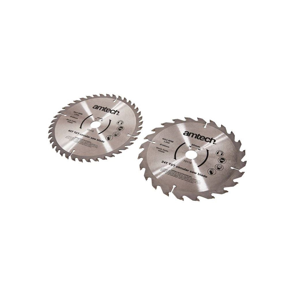 Amtech 2 Piece 185mm Circular Saw Blade Set (24T/40T) - V5000