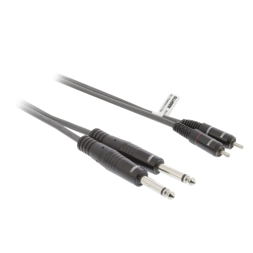 Sweex Stereo Audio Cable 2x 6.35mm Male to 2x RCA Male 3m Dark Grey SWOP23320E30 - COTH23320GY30