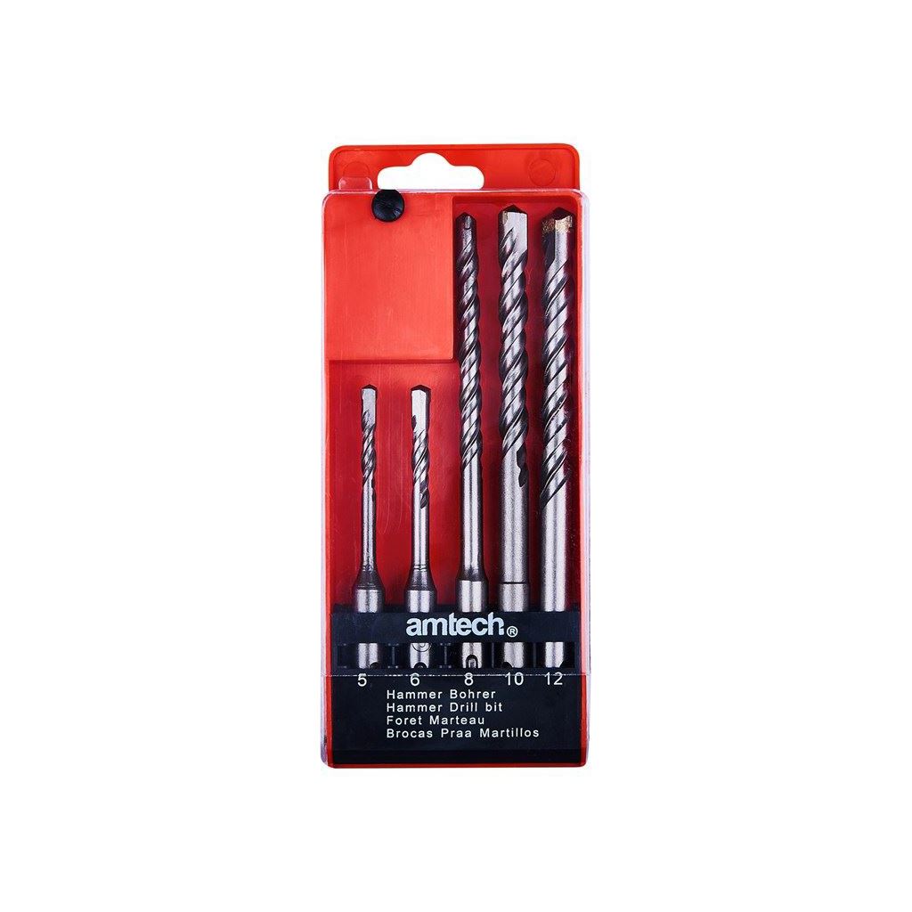 Amtech 5 Piece SDS Drill Bit Set 5-12mm Sizes+Storage Case - F0920