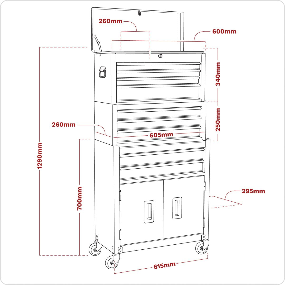 Sealey American Pro Topchest, Mid-Box Tool Chest & Rollcab Stack 9 Drawer