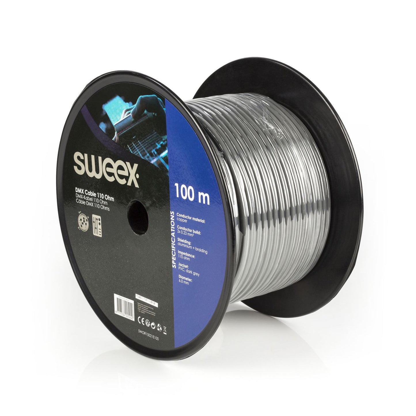 Sweex Data Cable on Reel 2x 0.23 mm² 100m Dark Grey SWOR15021E100 - COTR15021GY100